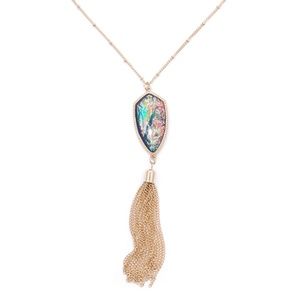 Blue Abalone Tassel Necklace